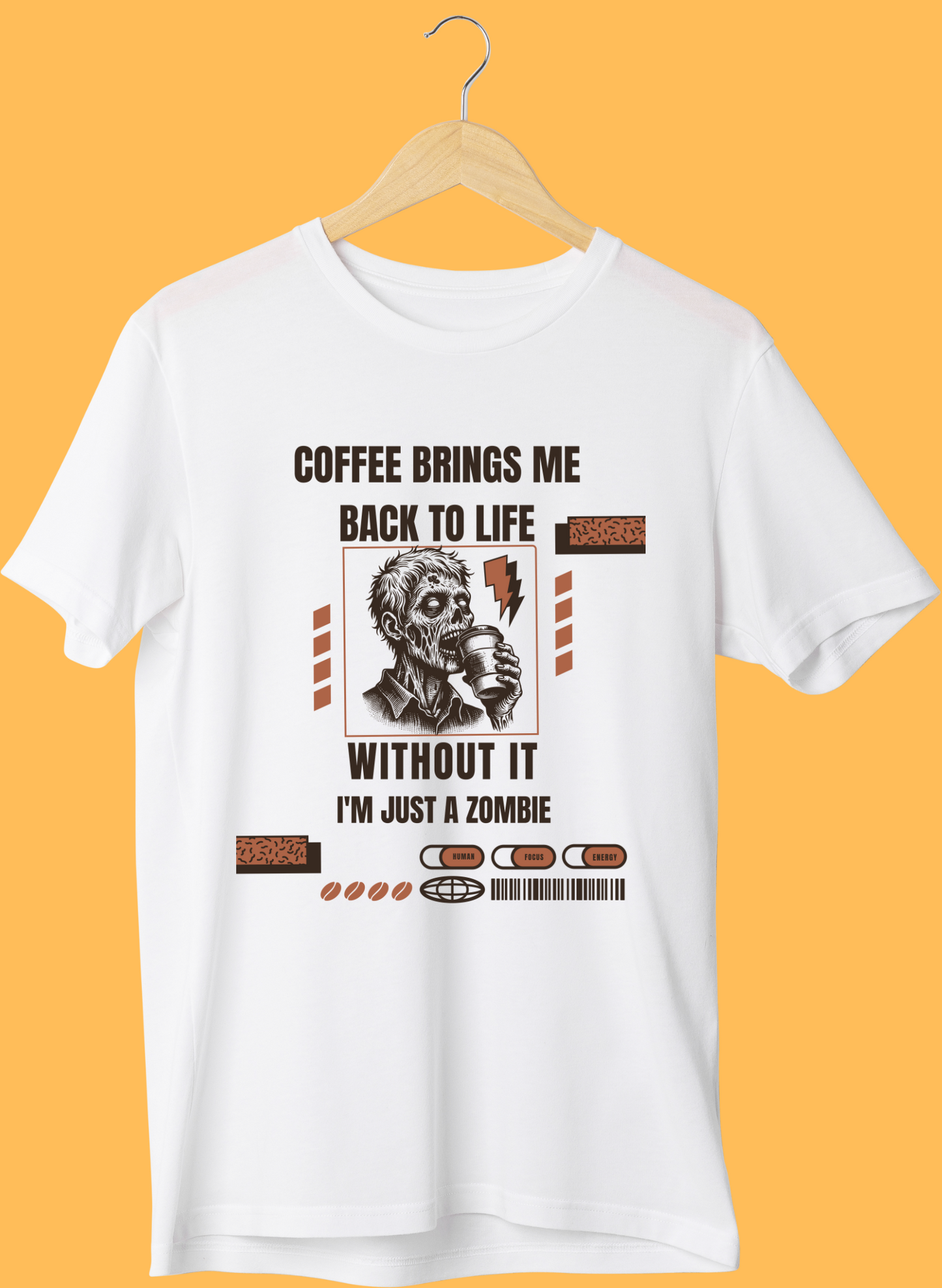 Zombie Without Coffee - Roundneck Half sleeve T-shirt